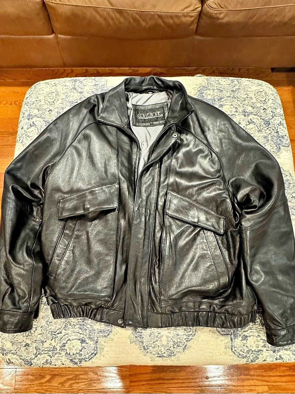 Vintage Collectione Black Leather Bomber Jacket Men’s Large